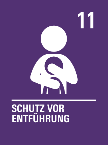 Kinderrecht 11 – Schutz vor Entführung:
Kinder dürfen nicht einfach aus ihrem Land gebracht oder dort festgehalten werden.