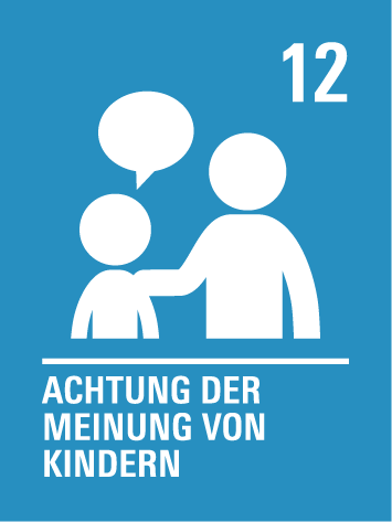 Kinderrecht 12 – Kinder dürfen ihre Meinung sagen:
Kinder dürfen ihre Meinung zu Dingen sagen, die sie betreffen. Erwachsene müssen diese Meinung ernst nehmen.