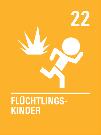 Kinderrecht 22 – Flüchtlingskinder:
Kinder, die aus ihrem Land fliehen mussten, haben die gleichen Kinderrechte. Sie müssen besonderen Schutz und Hilfe bekommen.