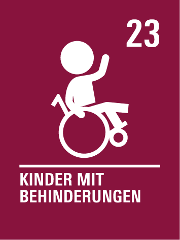 Kinderrecht 23 – Kinder mit Behinderung:
Kinder mit Behinderung haben das Recht auf besondere Unterstützung. Sie sollen möglichst selbstständig leben und überall mitmachen können.